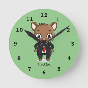 Cute rat cartoon illustration round clock