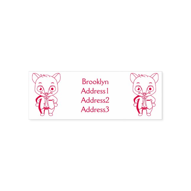 Cute rat cartoon illustration self-inking stamp (Design)