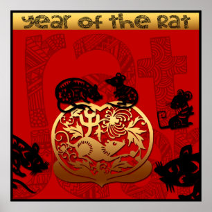 Cute Rat Chinese New Year Zodiac Birthday 40x40 P Poster