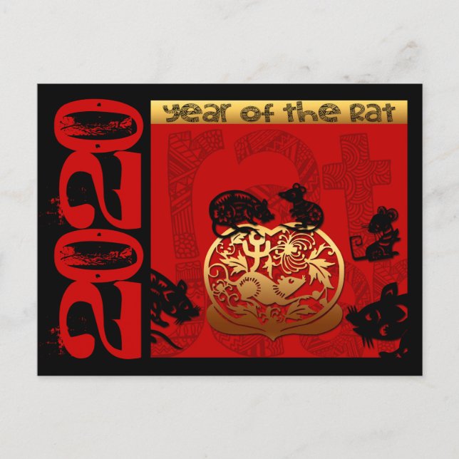 Cute Rat Chinese Year 2020 Zodiac Birthday HPostC Holiday Postcard (Front)