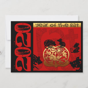 Cute Rat Chinese Year 2020 Zodiac Birthday InV Announcement