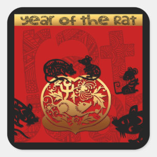 Cute Rat Chinese Year Zodiac Birthday Square S Square Sticker