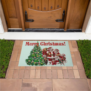 Cute Rat Family Christmas Doormat