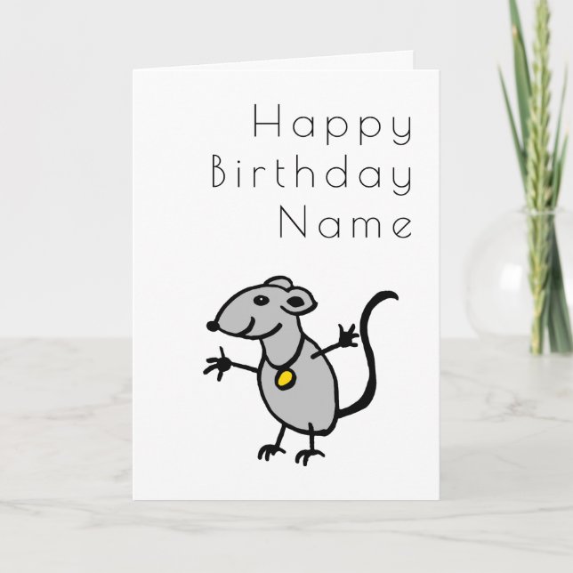 Cute Rat Funny Cartoon Art Deco Birthday Card (Front)