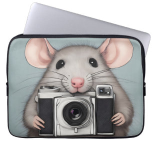 Cute Rat Photographer Laptop Sleeve