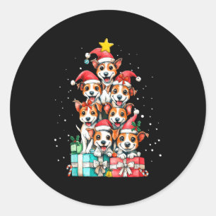 Cute Rat Terrier Le Dog Christmas Tree Xmas Classic Round Sticker