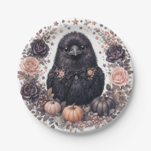 Cute Raven Halloween Paper Plates