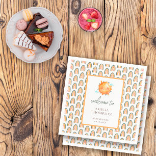 Cute Ray Of Sunshine Rainbow Welcome Baby Shower Napkin