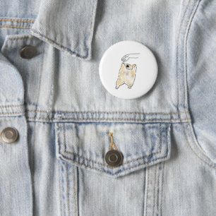Cute Reaching Cat Wanting Hugs Hand Drawn Art 6 Cm Round Badge