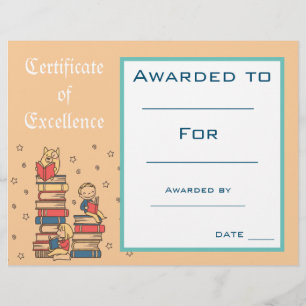 Cute Reading Award certificate Teacher supplies
