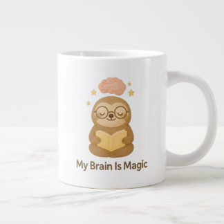 Cute Reading Bear — My Brain Is Magic Motivational Large Coffee Mug