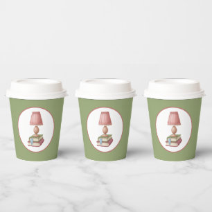 cute reading book club party paper cups