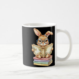 Cute reading bunny easter books reader teacher coffee mug