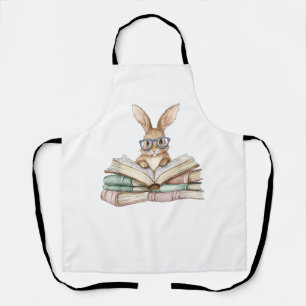 Cute Reading Bunny Glasses Books Bookworm Reader T Apron