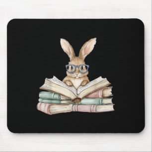 Cute Reading Bunny Gles Books Bookworm Reader Teac Mouse Pad