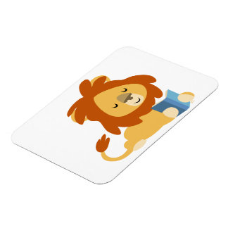 Cute Reading Cartoon Lion Flexible Magnet