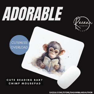 Cute Reading Chimpanzee Mousepad