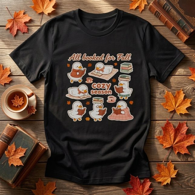 Cute Reading Ducks Autumn Bookworm Graphic Tee (Creator Uploaded)