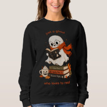 Cute Reading Ghost Cosy Chocolate Brown Sweatshirt