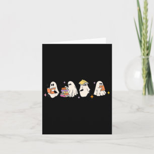Cute Reading Ghost Halloween Ghost Book Spooky Sea Card
