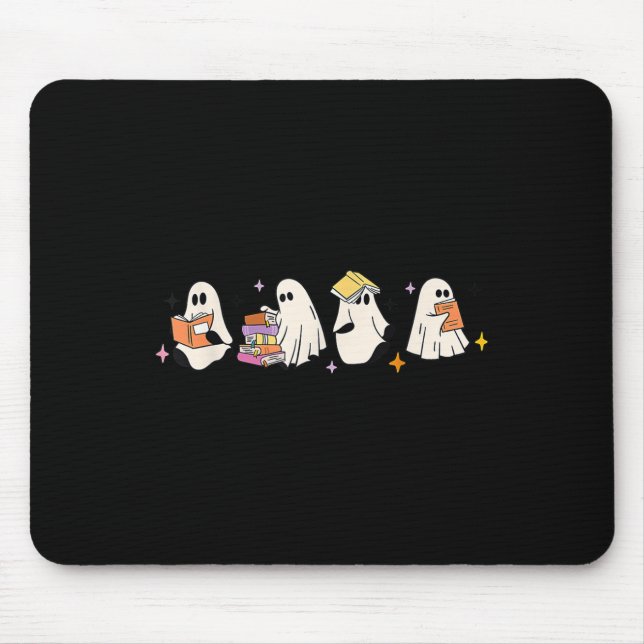 Cute Reading Ghost Halloween Ghost Book Spooky Sea Mouse Pad (Front)