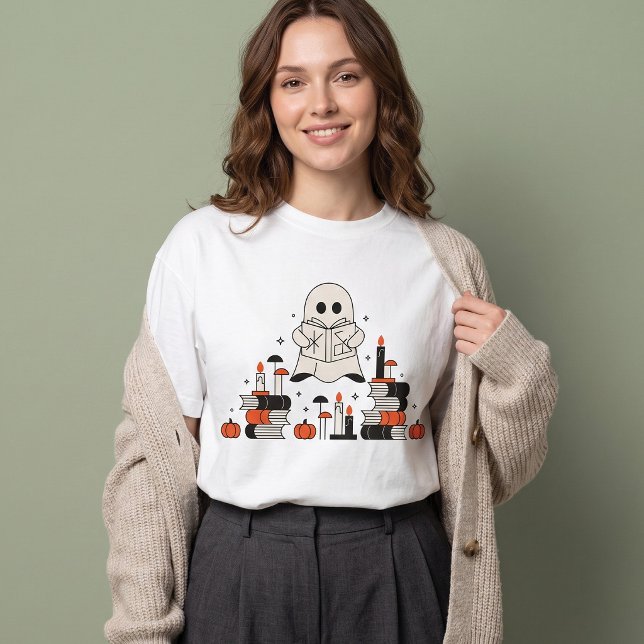 Cute Reading Ghost Halloween T-Shirt (Creator Uploaded)