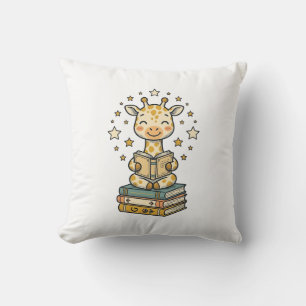 Cute Reading Giraffe Book Lover Vintage Shirt Desi Cushion