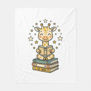 Cute Reading Giraffe Book Lover Vintage Shirt Desi Fleece Blanket