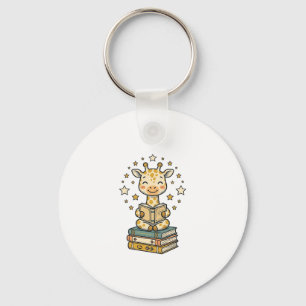 Cute Reading Giraffe Book Lover Vintage Shirt Desi Key Ring