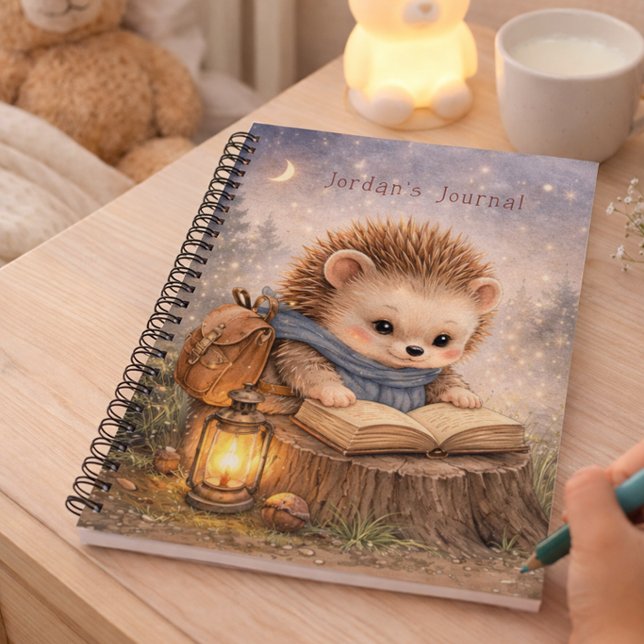 Cute Reading Hedgehog Personalised Kids Journal (Creator Uploaded)