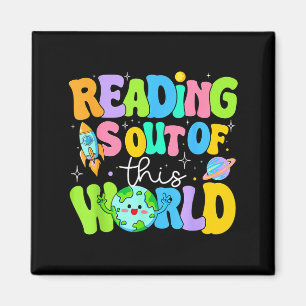 Cute reading is out of this world space books magnet