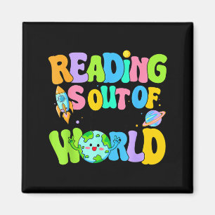 Cute reading is out of this world space books magnet