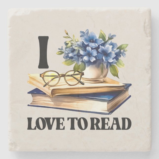 Cute reading lovers word art  stone coaster (Front)