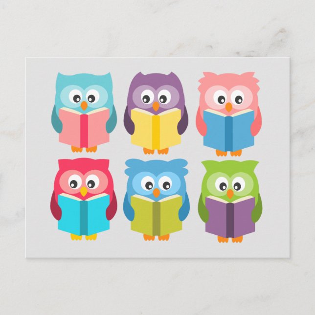 Cute reading owls postcard (Front)