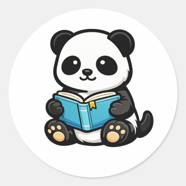 Cute Reading Panda Kawaii Sticker (Front)