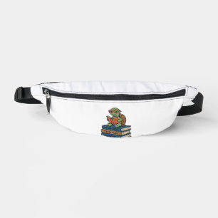 Cute Reading Turtle on Books Vintage Vector_1 Bum Bags