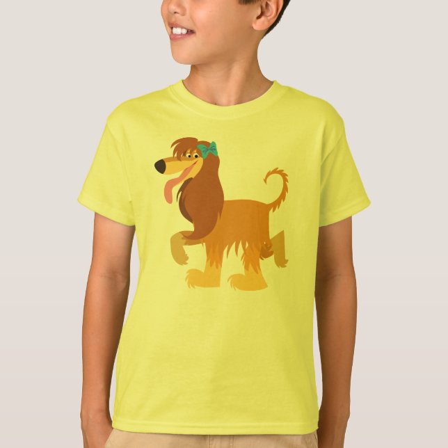 Cute Ready Cartoon Afghan Hound Children T-Shirt (Front)