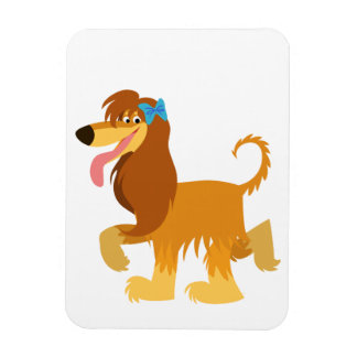 Cute Ready Cartoon Afghan Hound Flexible Magnet