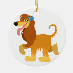 Cute Ready Cartoon Afghan Hound Ornament