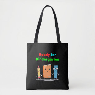 Cute Ready for Kindergarten School Book Dark Colou Tote Bag