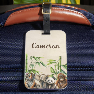 Cute Realistic Asian Baby Animals Luggage Tag