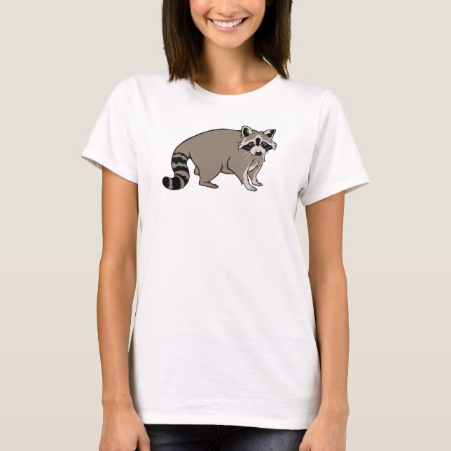Cute Realistic Cartoon Racoon T-Shirt (Front)