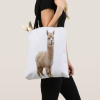 Cute Realistic Fluffy Alpaca Photo Tote Bag
