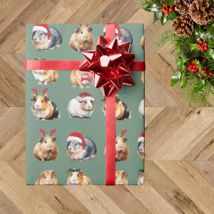 Cute Realistic Guinea Pig Christmas Wrapping Paper