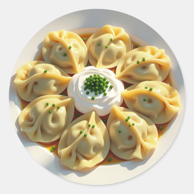 Cute Realistic Pierogi Classic Round Sticker (Front)