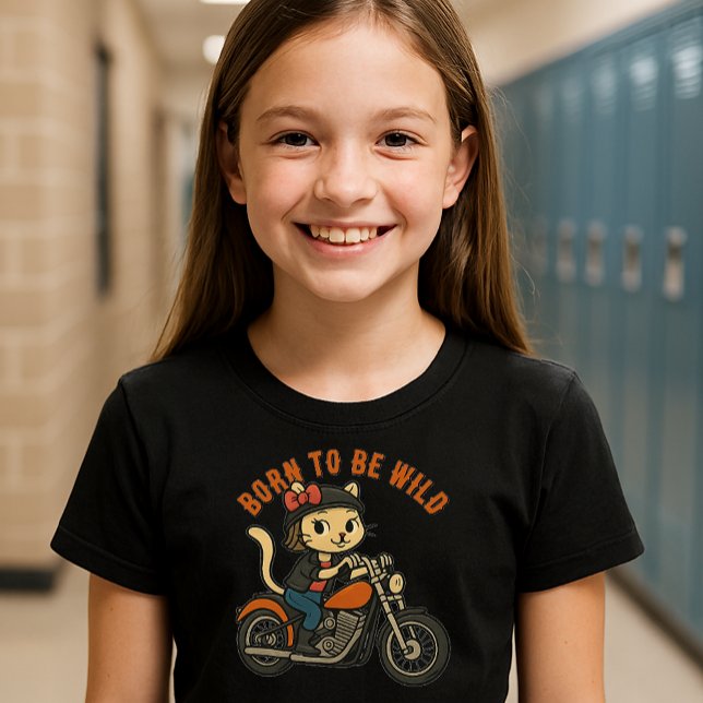 Cute Rebel Biker Girl Cat T-Shirt (Creator Uploaded)