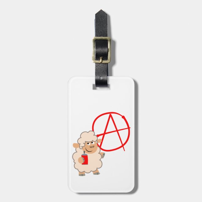 Cute Rebellious Cartoon Sheep Luggage Tag (Front Vertical)