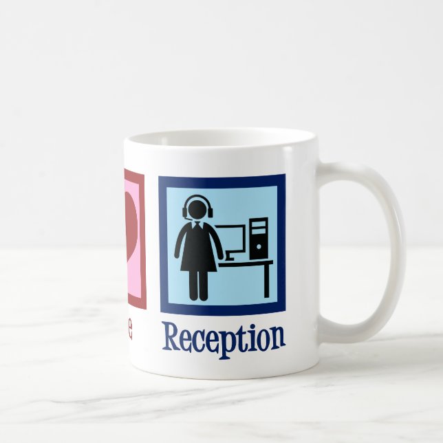 Cute Receptionist Peace Love Reception Coffee Mug (Right)