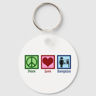 Cute Receptionist Peace Love Reception Key Ring