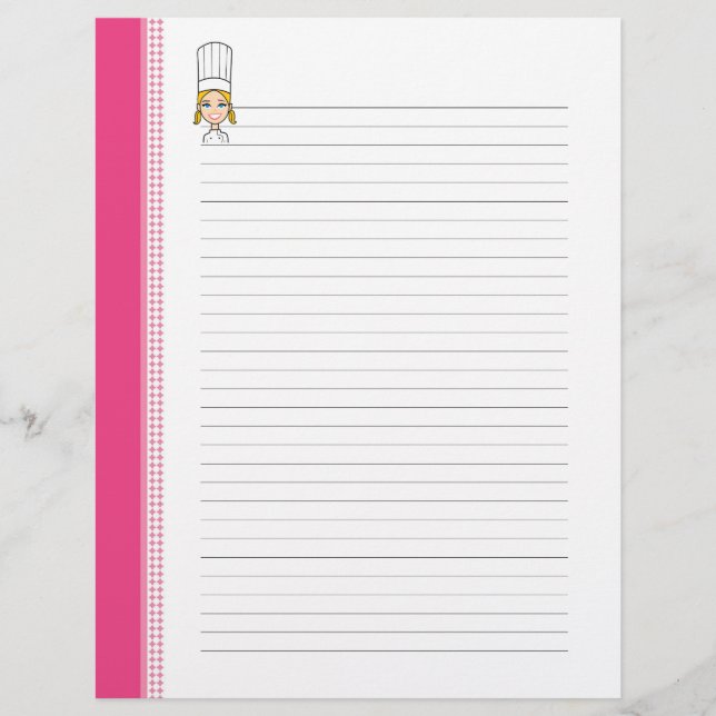 Cute Recipe Pages for Kitchen Binders (Front)